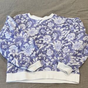 Janie and Jack Purple Floral Sweatshirt - puff sleeves